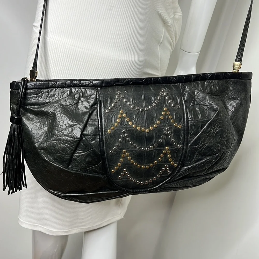 Meyers Large Dark Green Clutch Zip Top Shoulder Bag